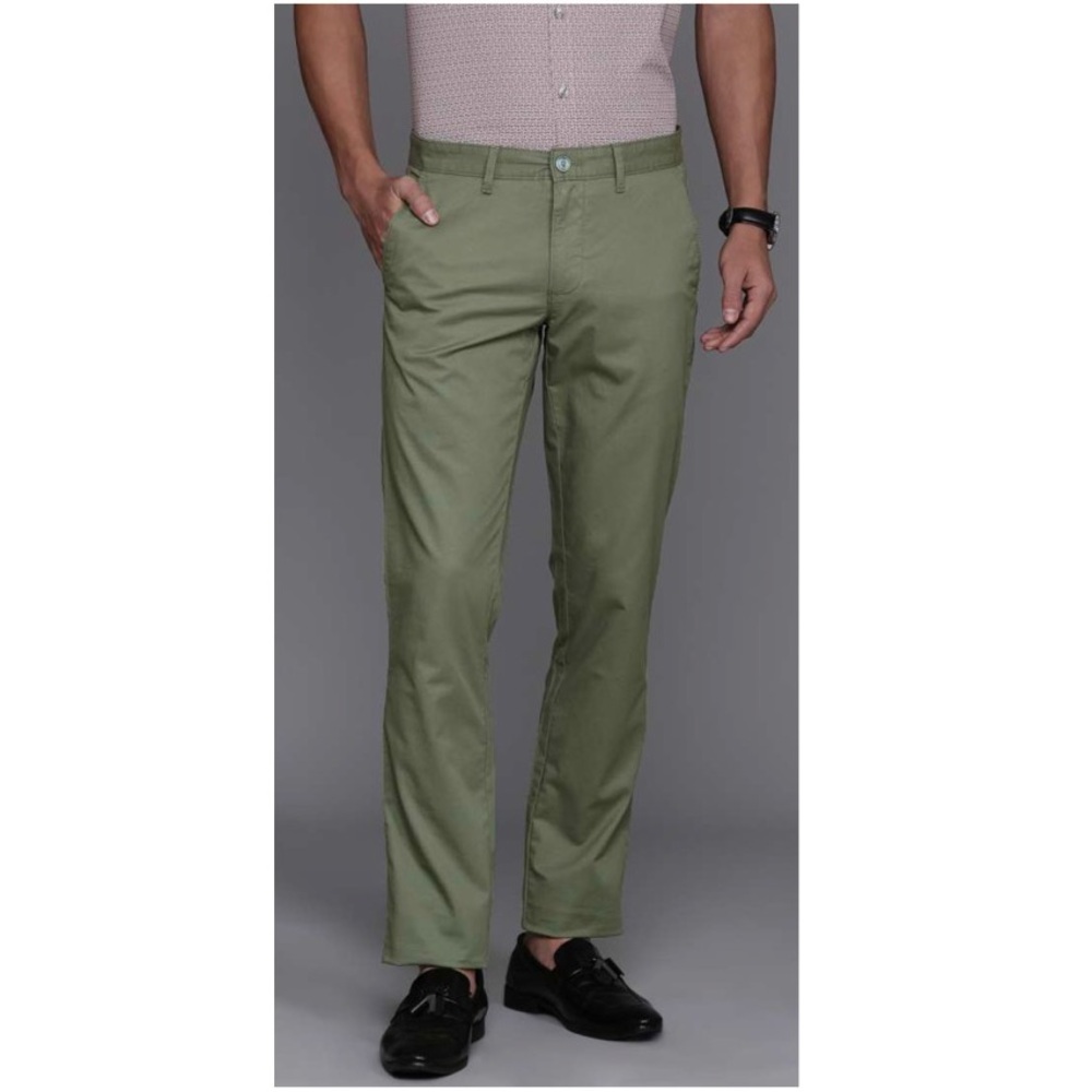 Louis Philippe Men's Slim Tapered Casual Chinos Trouser Pants Army Green Size 34
